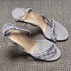 New Cole Haan Suede Floral Sandals 10.5